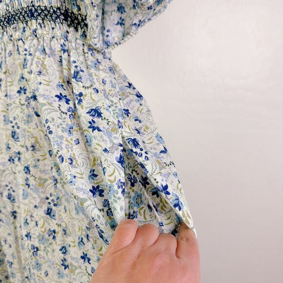 Johnny Was Camille Puff Sleeve Square Smocked Floral Cottagecore Midi Dress NWT - Picture 9 of 13